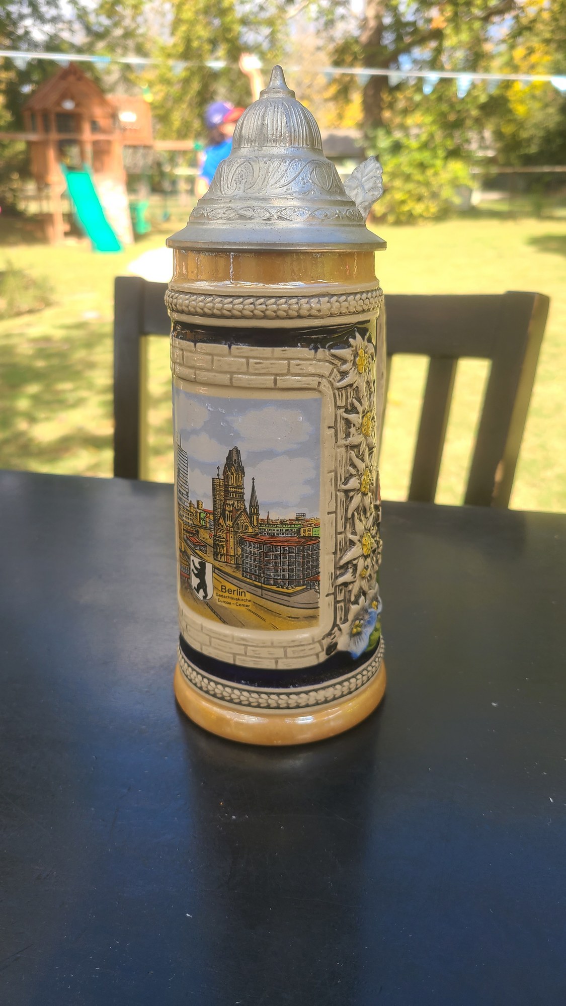 A decorated beer stein at the festival
